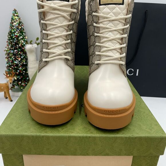 Women’s Gucci, GG Supreme quilted leather combat boots size 41 made in Italy - Picture 2 of 7